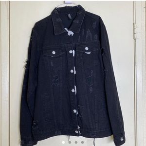 American Bazi Distressed Black Denim Jacket ✔️🖤🤍